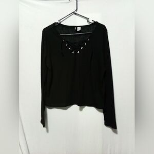 Black Lace-Up Women's Top